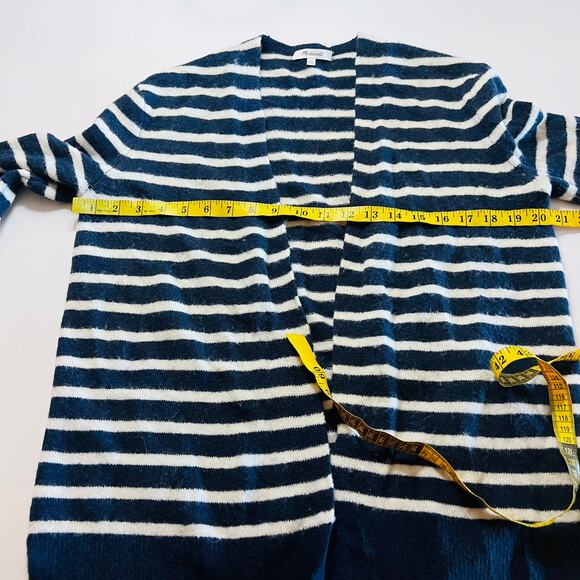 Madewell Cozy Walker Merino Alpaca Blend Open Front Cardigan Size XS Blue Cream - Picture 8 of 9